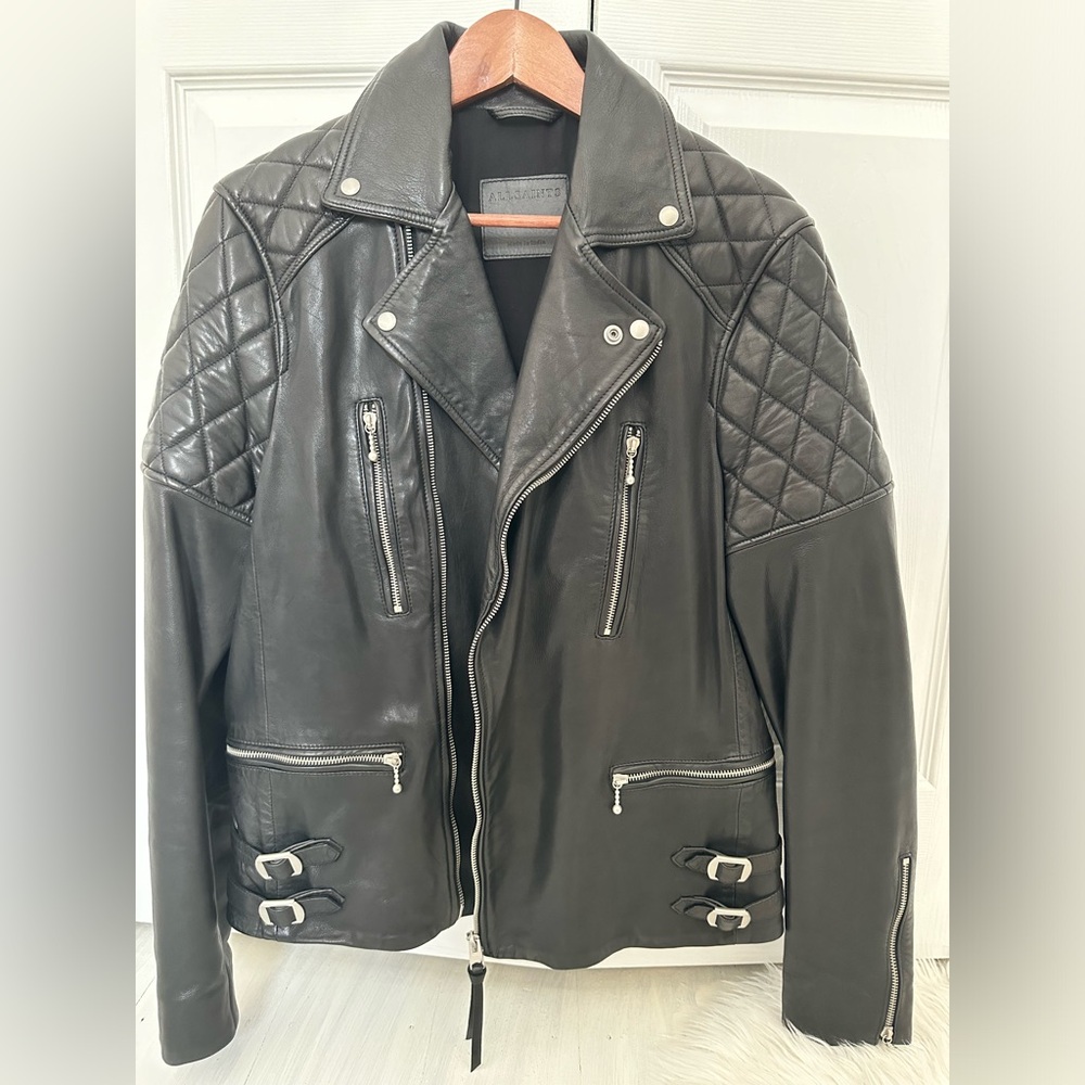 AllSaints Black Leather Jacket (Size Small)